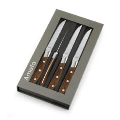 ACHILLE Coffret Amefa 4 Couteaux Steak Manche Bois De Frêne -Maison Cuisine Série achille coffret amefa 4 couteaux steak manche bois de frene 2