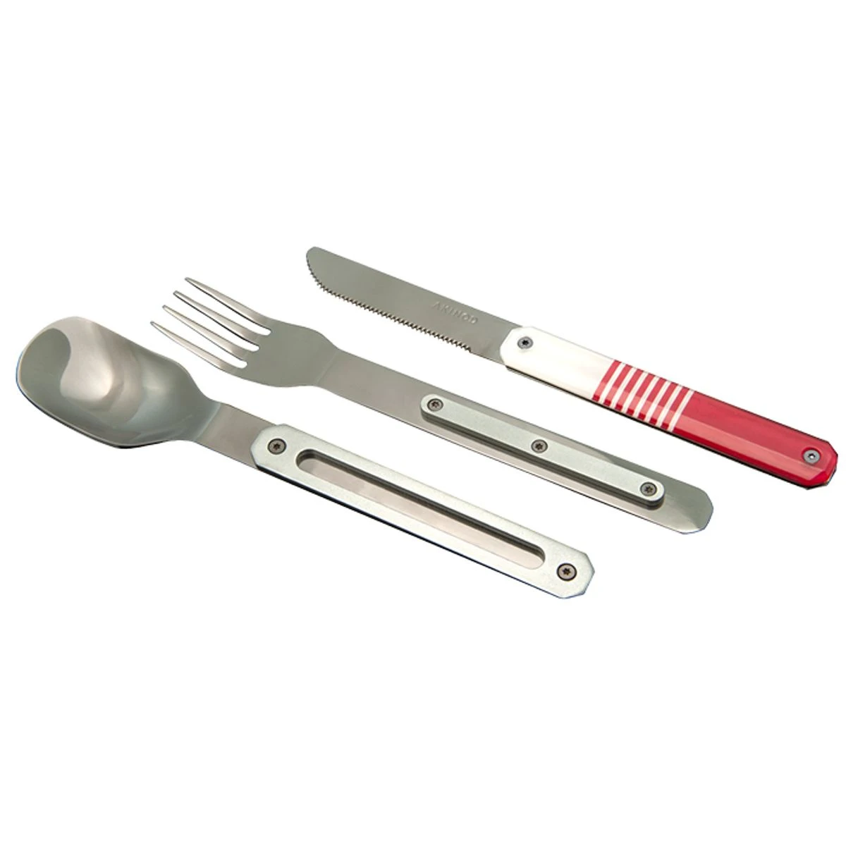AKINOD 12H34 Set De 3 Couverts Inox Nomades MARINIERE ROUGE 2 AKINOD 12H34 Set De 3 Couverts Inox Nomades MARINIERE ROUGE – Image 2