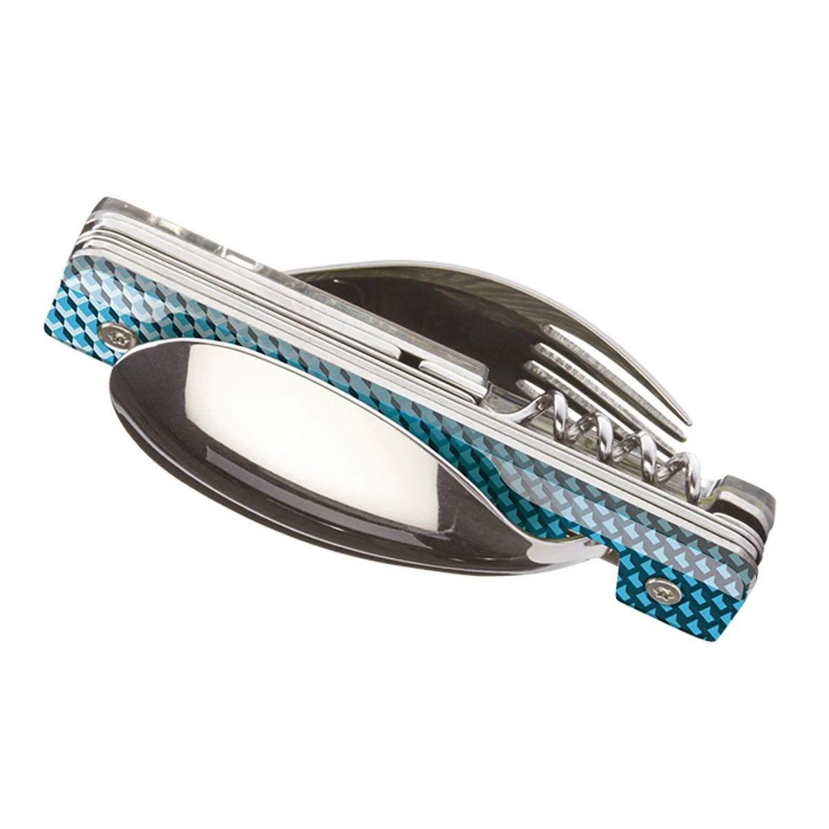 AKINOD 13H25 Set De Couverts Pliants Multifonctions Inox Nomades MOZAIQUE BLEUE 2 AKINOD 13H25 Set De Couverts Pliants Multifonctions Inox Nomades MOZAIQUE BLEUE – Image 2