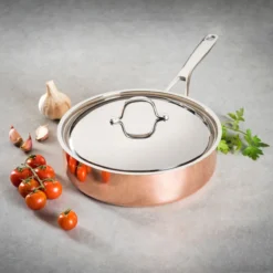 B´Chef Sauteuse Cuivre Couvercle Inox Baumalu D28