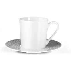 BAGHERA Paire Tasse THE Médard De NOBLAT Pocelaine Décor Platinum - Les 6