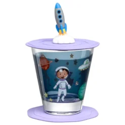 BAMBINI Verre + Accessoires Silicone ESPACE 215 Ml LEONARDO Bleu -Maison Cuisine Série bambini verre accessoires silicone espace 215 ml leonardo bleu 3