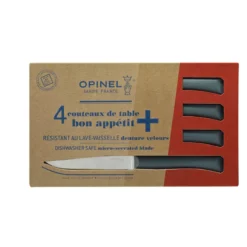 BON APPETIT PLUS Coffret De 4 Couteaux De Table Microdentée Steak OPINEL GRIS