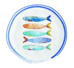 EASY LIFE BORD DE MER Assiette Dessert En Porcelaine 21 Cm Décor Poisson - Les 4 SC
