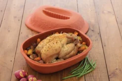 Brique à Rôtir Poulet En Terre Cuite Cocotte Plat A Four émaillé Terrine En Terre Cuite - Terracota