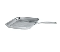 Castel´Pro Poêle Grill Carrée Inox Poignée Fixe CRISTEL 30 Cm