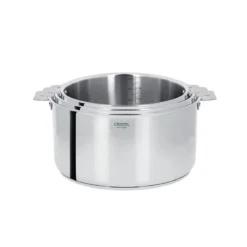 CASTELINE Série 3 Casseroles Inox Amovible MULTIPLY Cristel + 1 Poignée Mutine D16 à 20