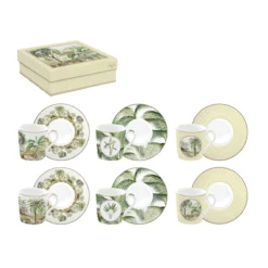 EASY LIFE CEYLON Coffret Tasse Café Expresso Porcelaine Vert - Les 6
