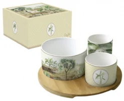 CEYLON Set 3 Bols Coupelles Apéritives Porcelaine Sur Plateau Easy Life
