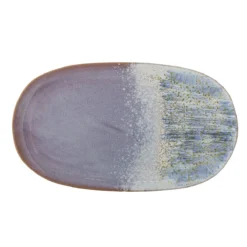 CLOE Plat Ovale En Grès L37 BLOOMINGVILLE Rose Et Bleu