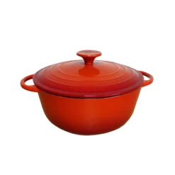Cocotte Ronde Fonte émaillée ROUGE Diamètre 24 Cm