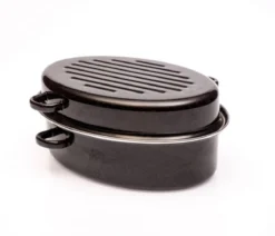 Cocotte Rotissoire Daubière Ovale Acier Emaillé Noir D32