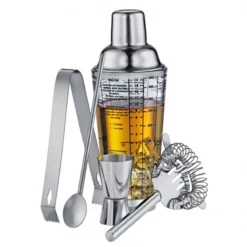 Cilio Coffret Apéritif Shaker Doseur Verre Mélangeur Inox