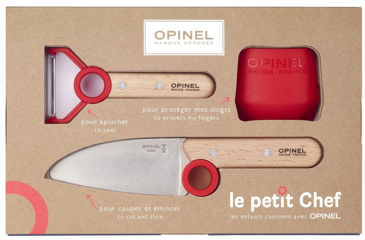 Coffret Petit Chef Pour Enfant - Eplucheur + Couteau Chef + Protège-doigts - OPINEL ROUGE 1 Coffret Petit Chef Pour Enfant - Eplucheur + Couteau Chef + Protège-doigts - OPINEL ROUGE