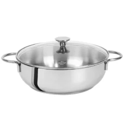 COOKWAY Master Sauteuse Inox 2 Anses Couvercle Verre Cerclé Inox D26 By CRISTEL
