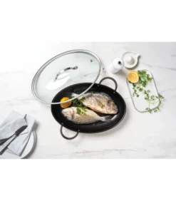 BEKA Couvercle Ovale Pour Poêle à Poisson En Verre Et Inox 37.5 X 25 -Maison Cuisine Série couvercle ovale pour poele a poisson en verre et inox 37 5 x 25 2
