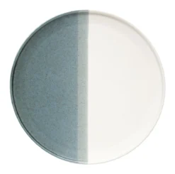 EASY LIFE DOUBLE Assiette Plate En Porcelaine Easylife Bleu/Vert Et Blanc D26