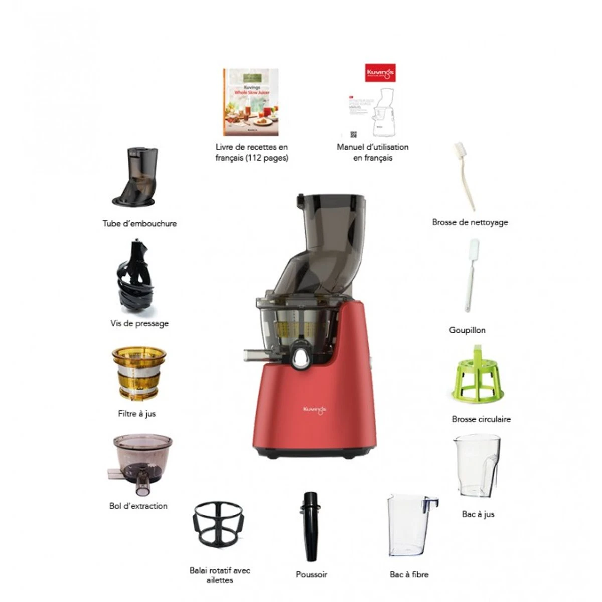 Extracteur De Jus électrique Par Pression à Froid KUVINGS D9900 Rouge + Gourde Sous Vide PIKA 3 Extracteur De Jus électrique Par Pression à Froid KUVINGS D9900 Rouge + Gourde Sous Vide PIKA – Image 3