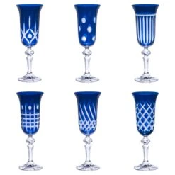 Flûte 15 Cl En Cristal Taillé Bleu - Les 6