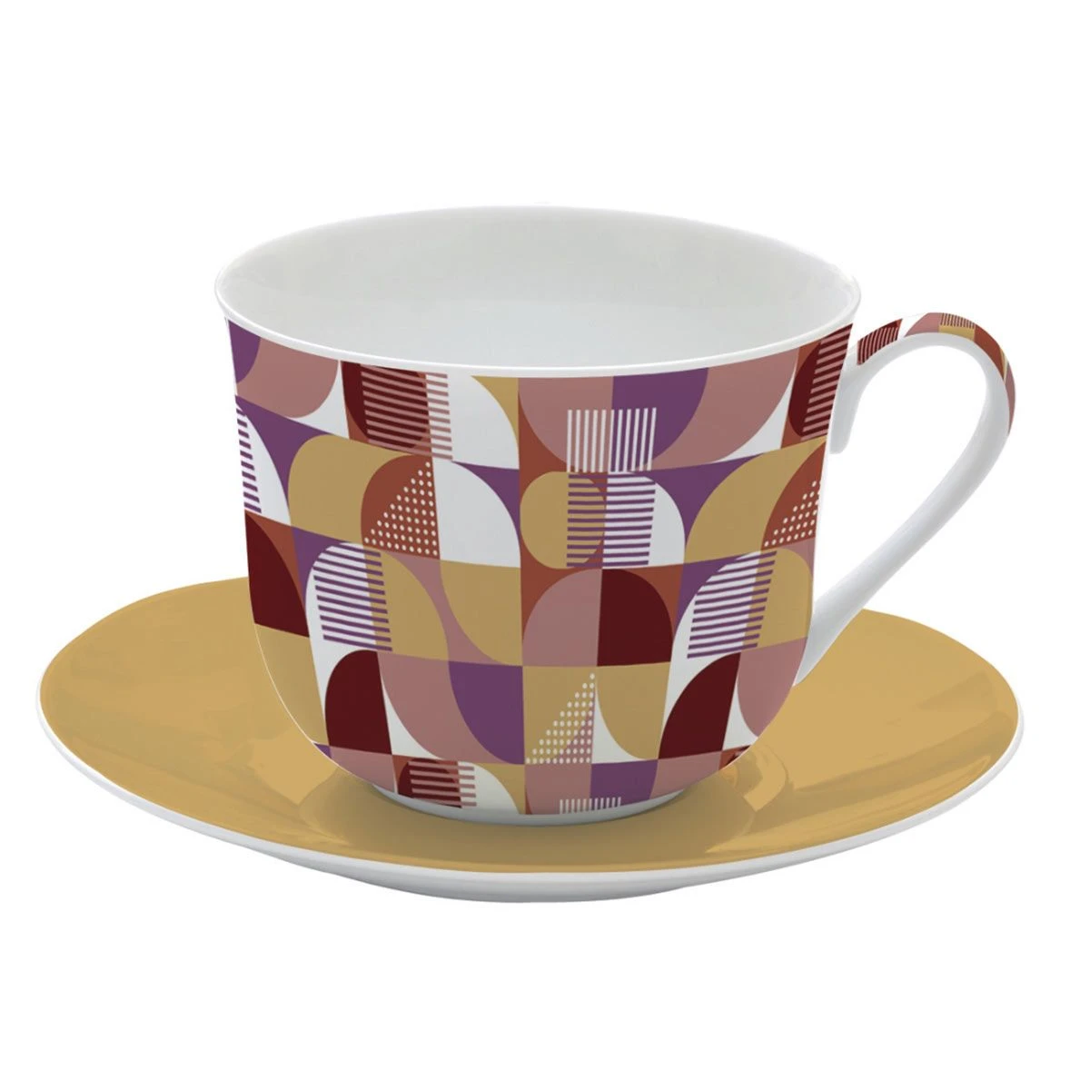 EASY LIFE GEOMETRIC ART Paire Tasse à Déjeuner Porcelaine Fine 400 Ml EASYLIFE 3 EASY LIFE GEOMETRIC ART Paire Tasse à Déjeuner Porcelaine Fine 400 Ml EASYLIFE – Image 3