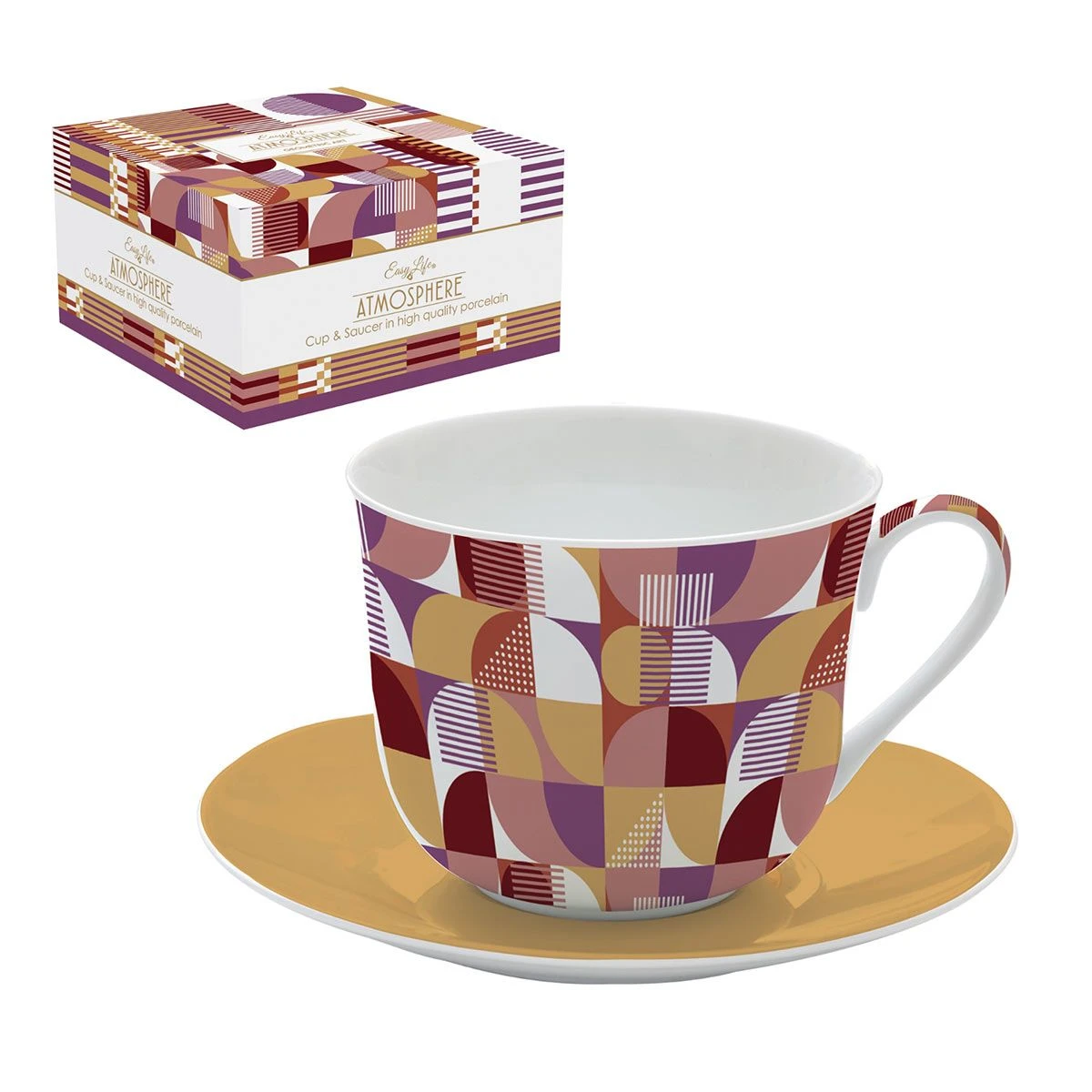 EASY LIFE GEOMETRIC ART Paire Tasse à Déjeuner Porcelaine Fine 400 Ml EASYLIFE 1 EASY LIFE GEOMETRIC ART Paire Tasse à Déjeuner Porcelaine Fine 400 Ml EASYLIFE