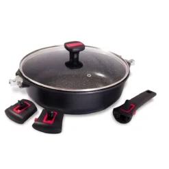 Granit PRO Sauteuse Fonte Aluminium Aspect Pierre Manche Amovible Induction D28