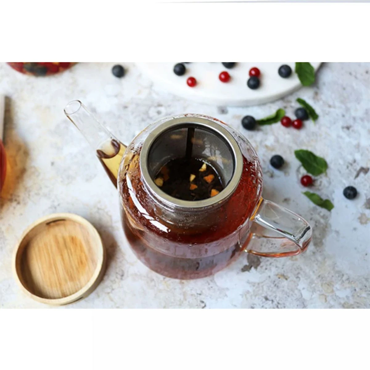 GUSTAVE Théière En Verre Borosilicate Bouchon Bois 1.2 L OGO 6 GUSTAVE Théière En Verre Borosilicate Bouchon Bois 1.2 L OGO – Image 6