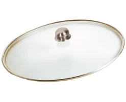 JULIENNE Couvercle Ovale Verre Serti Inox D34