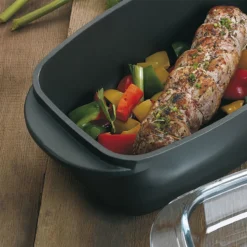 KERROS Cocotte à Braiser Rectagulaire Et Couvercle En Verre Induction KELA Noir 6.5 L -Maison Cuisine Série kerros cocotte a braiser rectagulaire et couvercle en verre induction kela noir 6 5 l 3