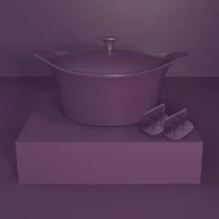 L´incroyable Cocotte Cookut Revêtement Céramique 24 Cm Violet Prune - Sans Bouton Ni Manique -Maison Cuisine Série l incroyable cocotte cookut revetement ceramique 24 cm violet prune sans bouton ni manique 2