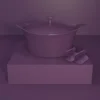 L´incroyable Cocotte Cookut Revêtement Céramique 28 Cm + Poignée Et Manique - Violet Prune
