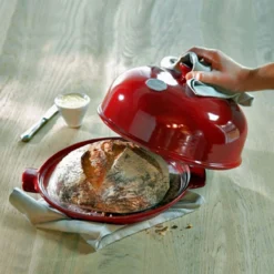 LE PAIN Coffret Cloche Moule à Pain Les Secrets D´Emile HENRY ROUGE Grand Cru VPC