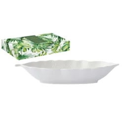 EASY LIFE MADAGASCAR Plat De Service Creux Porcelaine EASYLIFE L36 Feuille Bananier Blanc SC