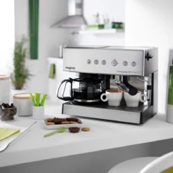 MAGIMIX Combiné Cafetière Expresso/Filtre Automatique Chromé Mat