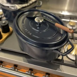 Mijoteuse Cocotte Ovale Fonte émaillée INVICTA Bleu Réglisse D31