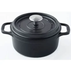 MIJOTEUSE Cocotte Ronde Fonte émaillée INVICTA NOIR D24