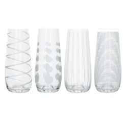MIKASA Flûtes Sans Pied Gravées Cristal - Les 4