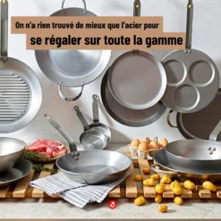 MINERAL Poêle Ronde En Tôle D´acier Cire D´abeille De BUYER D 36 Cm -Maison Cuisine Série mineral poele ronde en tole d acier cire d abeille de buyer d 36 cm 2