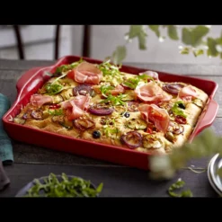 Moule à Focaccia Plat à Four En Céramique Rectangle Emile HENRY Rouge Grand Cru