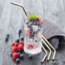 Paille Réutilisable Courbée En Inox - Les 4 Or