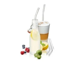 GEFU Paille Réutilisable Courbée En Verre - Les 4