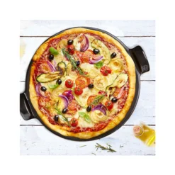 PIZZA Stone 36cm Four BBQ Emile HENRY NOIR Mat -Maison Cuisine Série pizza stone 36cm four bbq emile henry noir mat 2