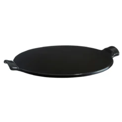 PIZZA Stone 37cm Emile HENRY Fond Lisse Noir Fusain