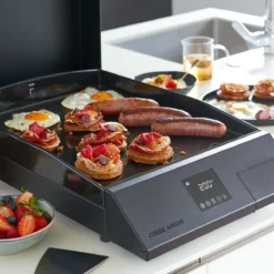 Plancha électrique COOKING Fonte émaillée + Capot INDOOR Intérieur Extérieur FORGE ADOUR Acier Noir