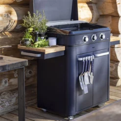 Plancha Gaz + Chariot + Capot Combo ENOSIGN 80 Bleu Navy -Maison Cuisine Série plancha gaz chariot capot combo enosign 80 bleu navy 10