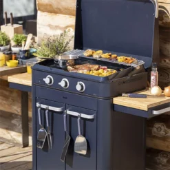 Plancha Gaz + Chariot + Capot Combo ENOSIGN 80 Bleu Navy -Maison Cuisine Série plancha gaz chariot capot combo enosign 80 bleu navy 7