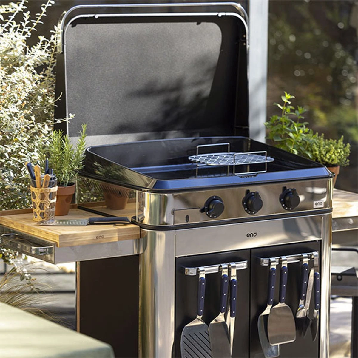 Plancha Gaz + Chariot + Capot Combo ENOSIGN 80 Noir Et Inox 13 Plancha Gaz + Chariot + Capot Combo ENOSIGN 80 Noir Et Inox – Image 13