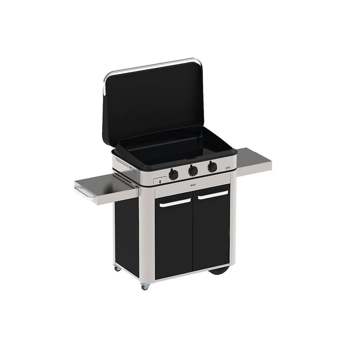 Plancha Gaz + Chariot + Capot Combo ENOSIGN 80 Noir Et Inox 1 Plancha Gaz + Chariot + Capot Combo ENOSIGN 80 Noir Et Inox