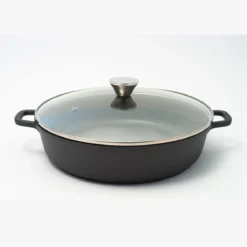 Sauteuse 2 Anses Fonte Aluminium Revêtue + Couvercle BAUMALU D32