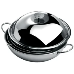 Wok Inox Trilamine CRISTEL D38 + Couvercle Grille Et Spatule